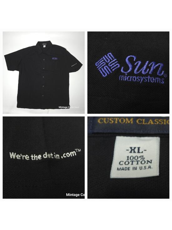 VINTAGE SUN MICROSYSTEMS WE'RE THE DOT IN .COM SHORT SLEEVE BUTTON SHIRT SIZE XL